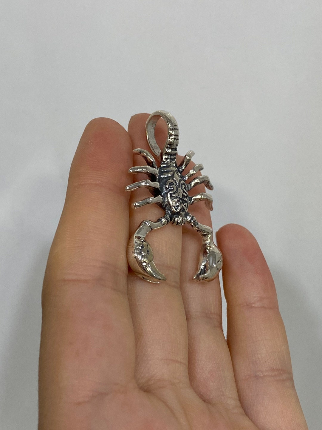 Sterling Silver Scorpion Pendant Antique Scorpion Pendant Scorpion Charm Scorpion Necklace