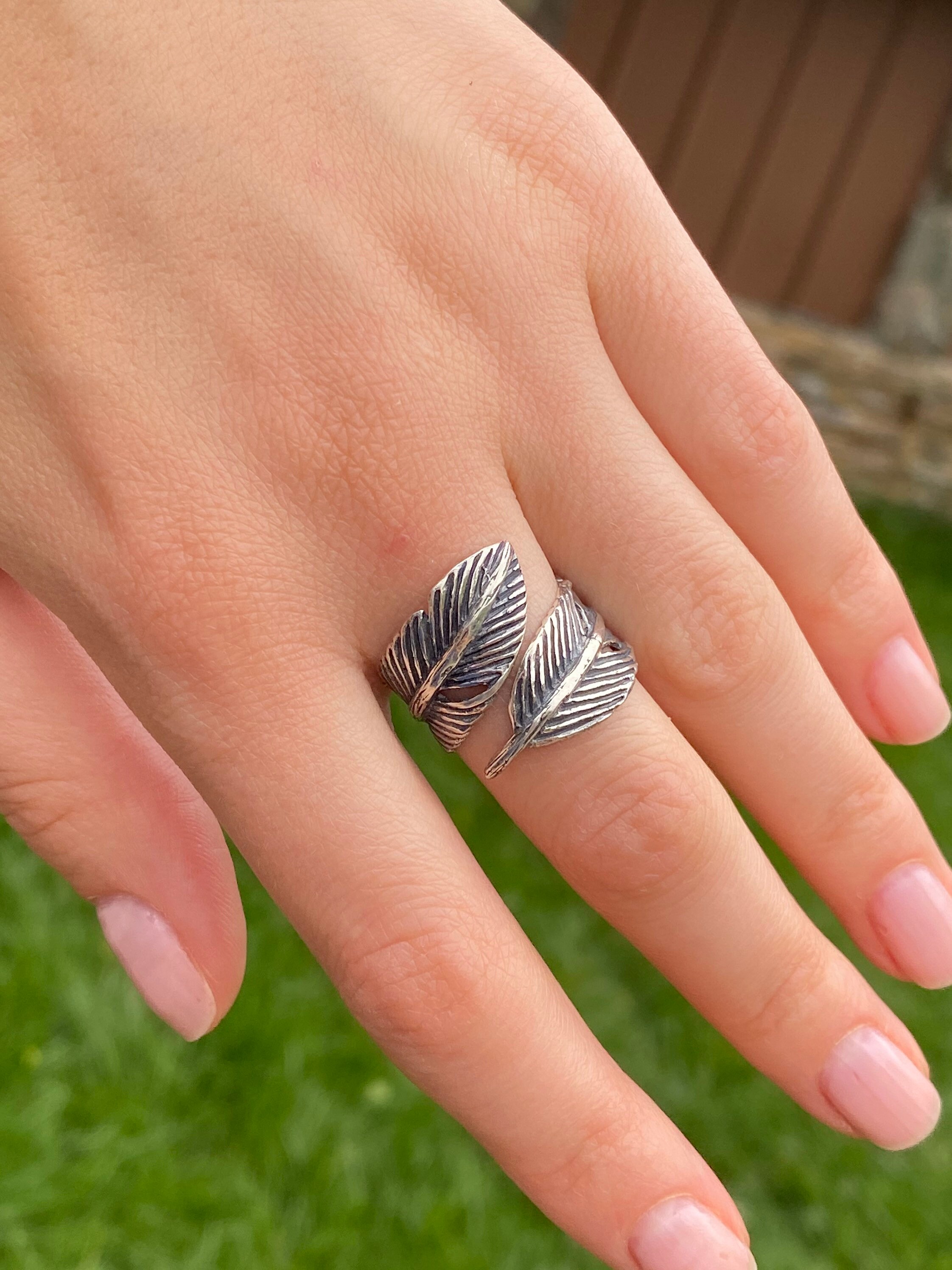 Feather Ring Sterling Silver Wrap Angel Feather Ring Etsy