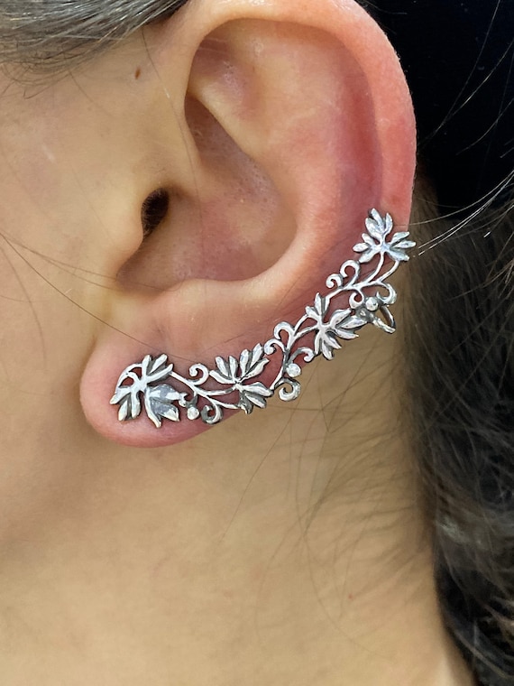 Ear Climber Ear Cuff Ear Wraps Stylish Earrings Oxidized One Piercing Cuff Triangle Ear Climbers Ear Clip Geometry Triangle Ear Cuff Etsy Ireland