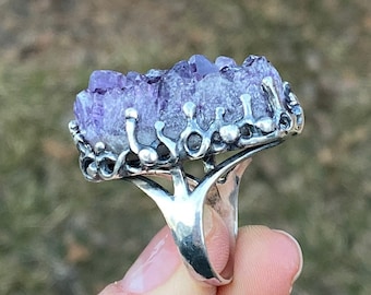 アート・デザイン・音楽 JEWELRY DESIGNS BEST COLLECTION -PEARL- Buy Raw Amethyst Ring Natural Huge Amethyst Ring Statement Silver