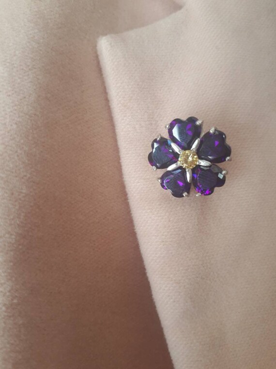 Forget Me Not Brooch Armenian Forget Me Not Silver Pin Etsy