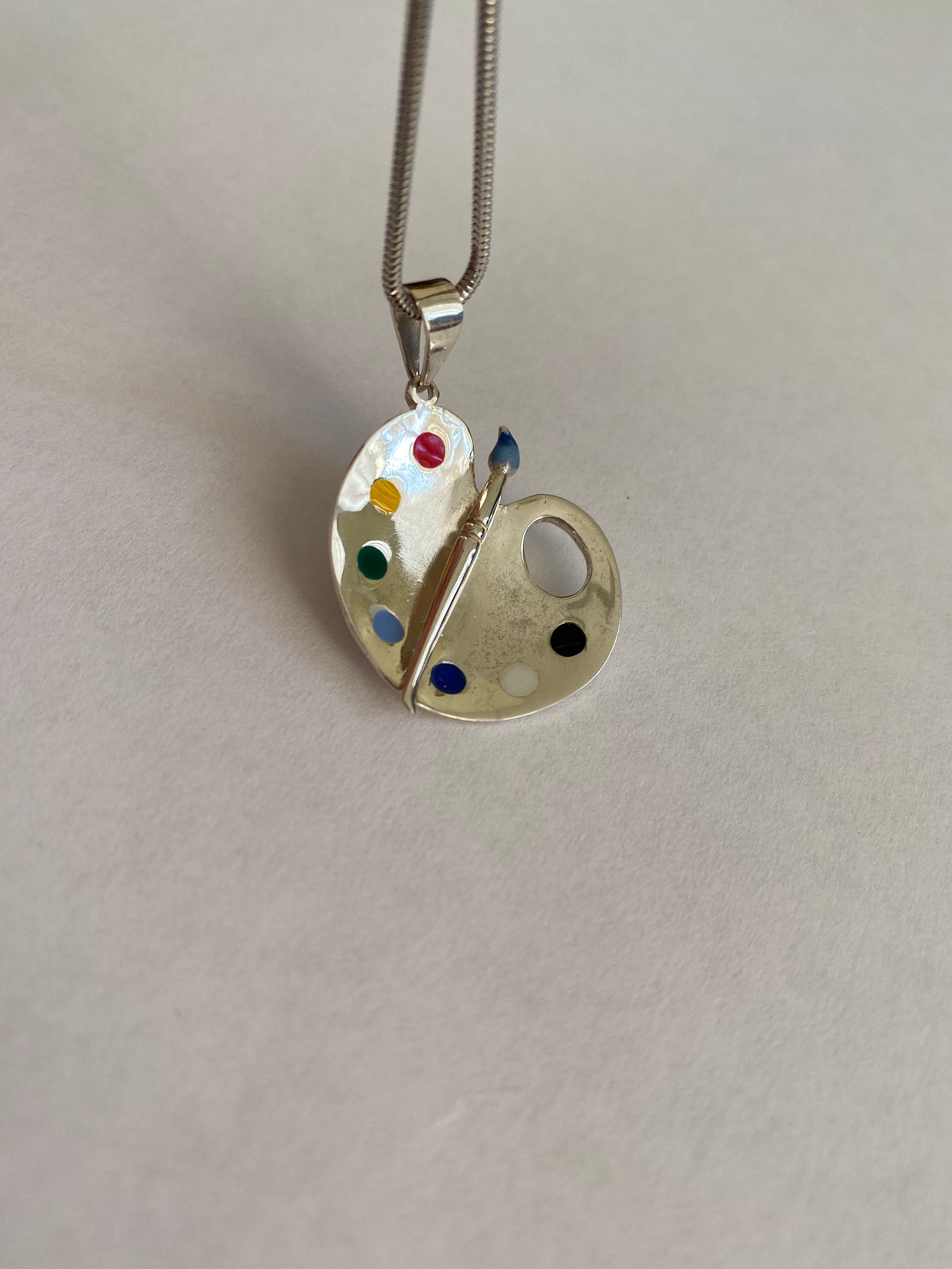 Art Palette Pendant Silver Art Palette Gift for Artist Palette Etsy
