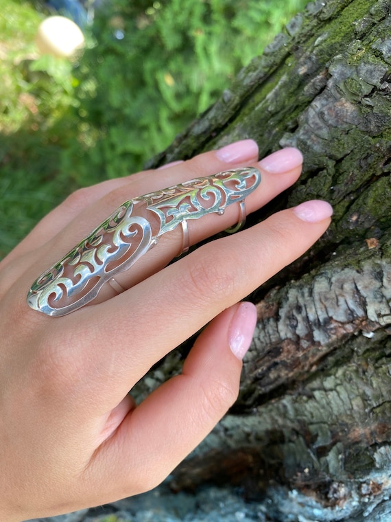 Full Finger Ring Finger Long Ring Long Finger Ring Sterling Silver