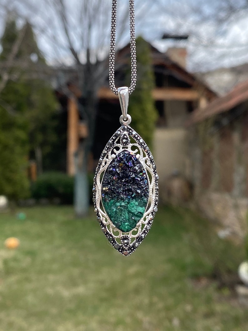Raw Malachite Necklace Silver Malachite Pendant Raw Malachite Etsy