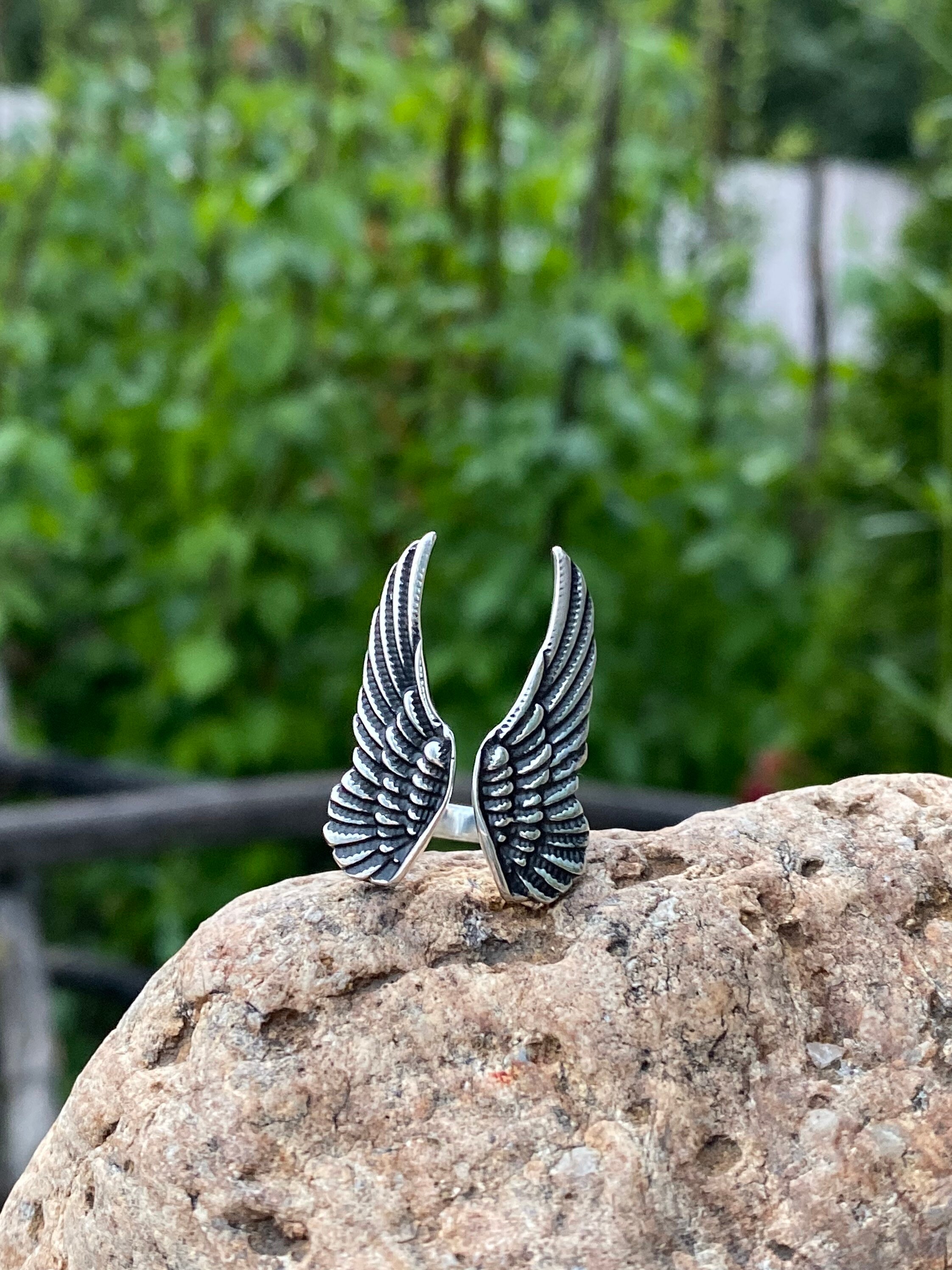 Angel Wing Ring Feather Ring Sterling Silver Angel Wing Ring Etsy