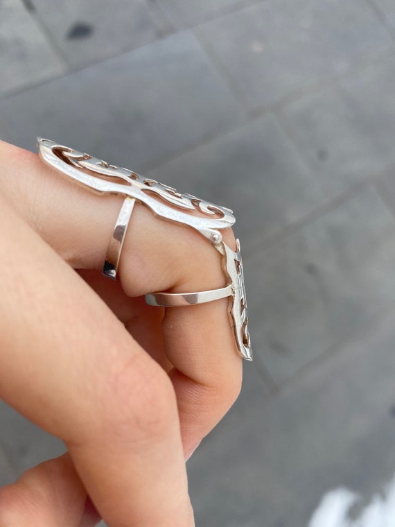 Bague complete Bague double Bague bouclier Bague esclave Bague complete en filigrane en argent 925 bague longue pratique bague complete Etsy France