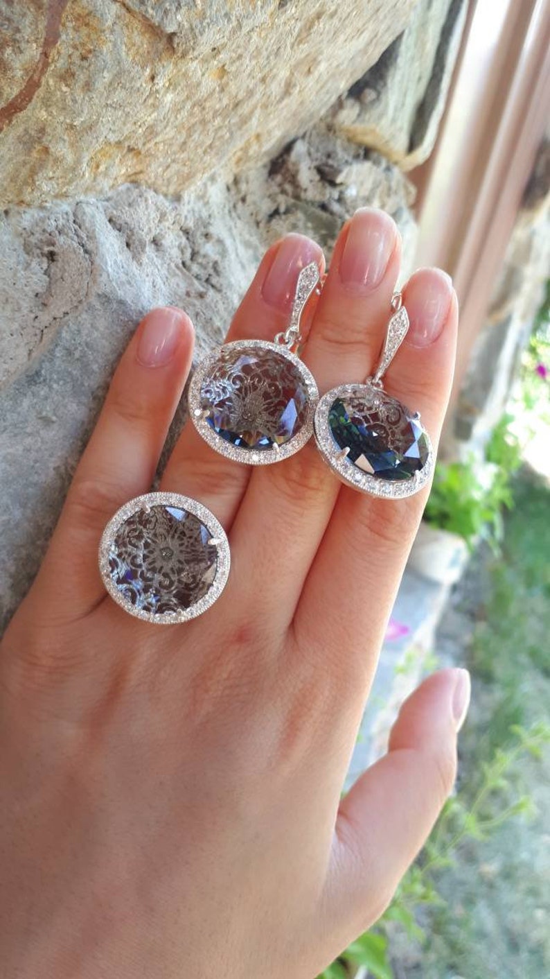 Extra Large Round Ring Luxury Round Silver Ring Large Crystal Silver ...