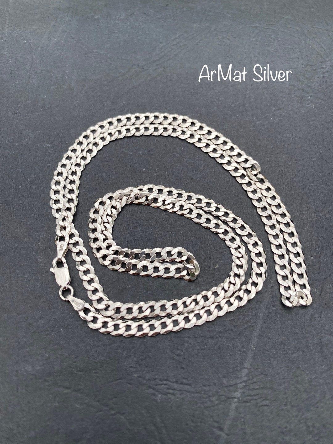 Miami Cuban Sterling Silver Chain: Flat Link Necklace, 5mm - Etsy