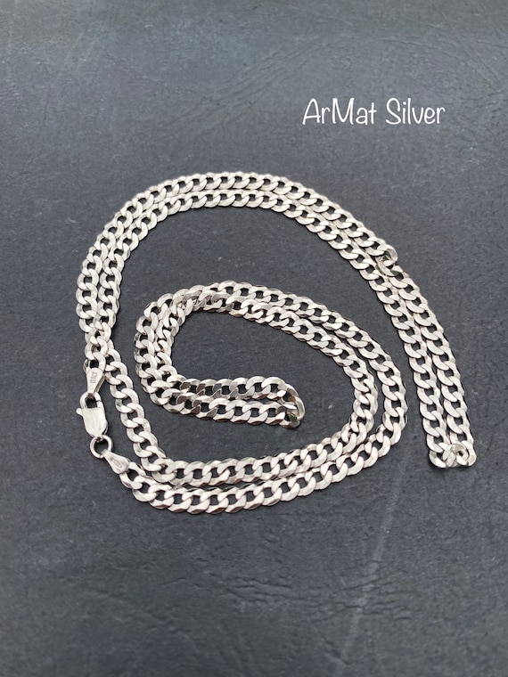 Sterling Silver Mens Cuban Link Chain Necklace