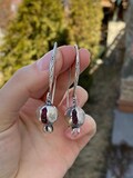 Pomegranate earrings Silver Persephone earrings Pomegranate jewelry Armenian jewelry Hammered Pomegranate earrings Long Pomegranate earrings product logo