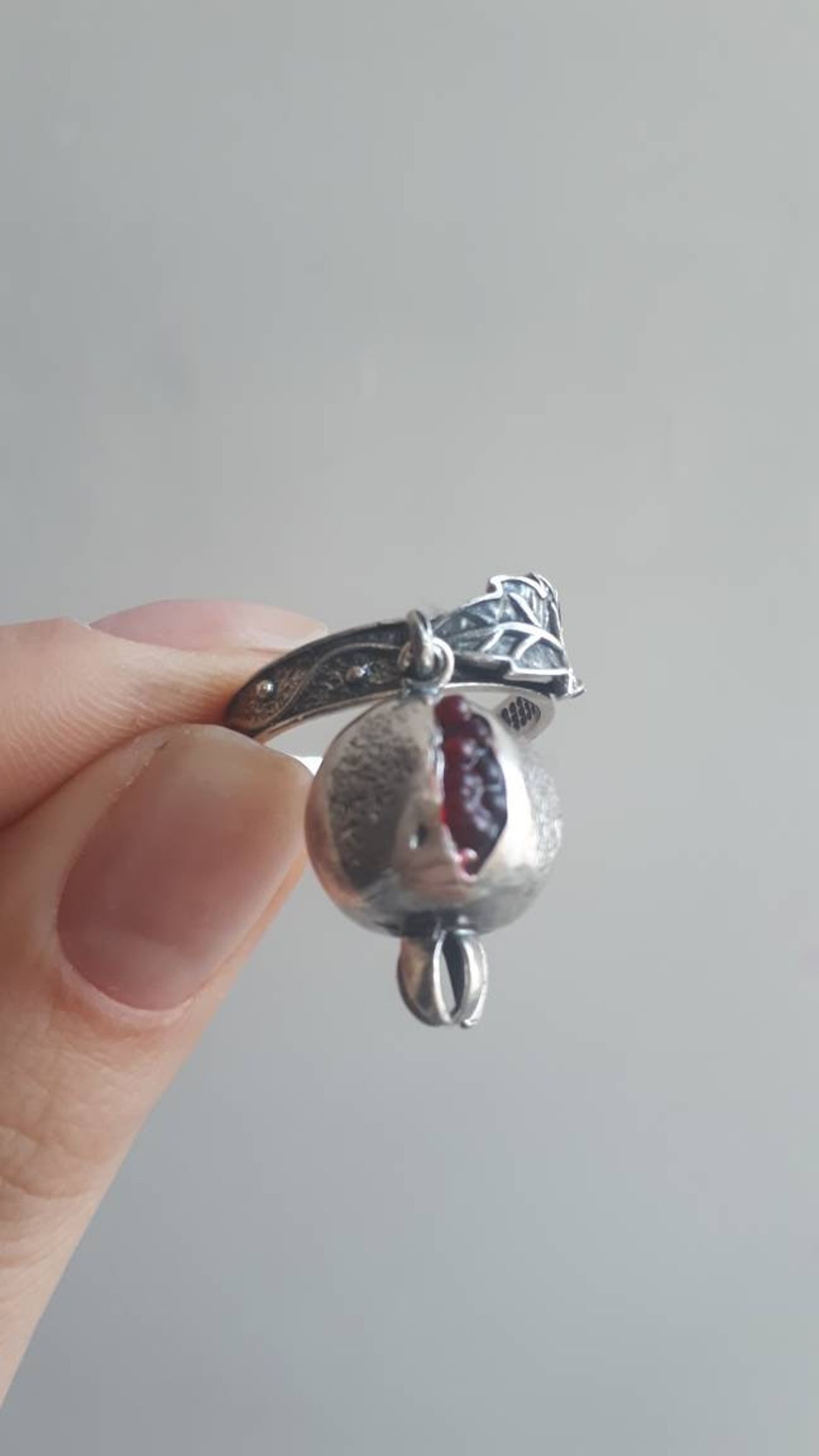 Silver Pomegranate Ring Persephone Ring Armenian Silver Charm - Etsy