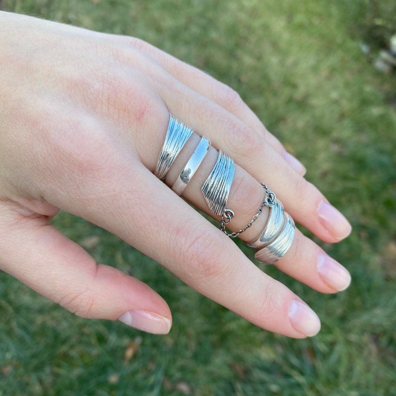 Full Finger Ring Silver Armor Articulated Ring Adjustable Full Etsy