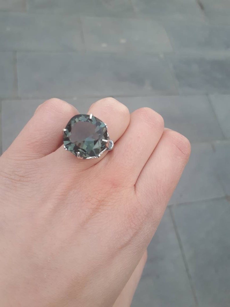Silvergrön stenring: Art Deco smaragdsmycken bild 2