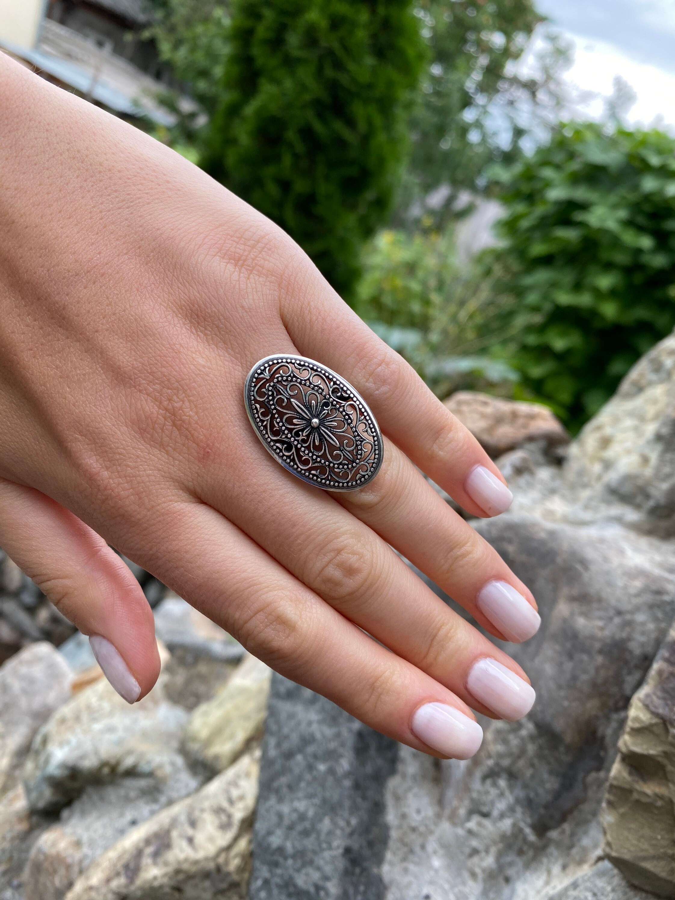 Filigree Jewellery Oval Silver Jewelry Set Sterling Silver