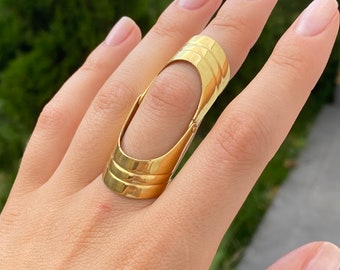 Gold Double Ring Full Finger Ring Armor Ring Shield Ring Gold Plated Full Finger  Ring - Etsy