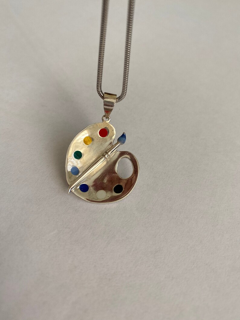 Art Palette Pendant Silver Art Palette Gift for Artist Palette Etsy