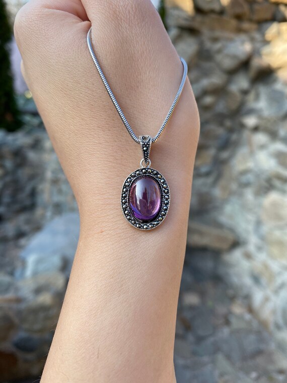 Purple Necklace Amethyst Pendant Amethyst Necklace Violet Wedding