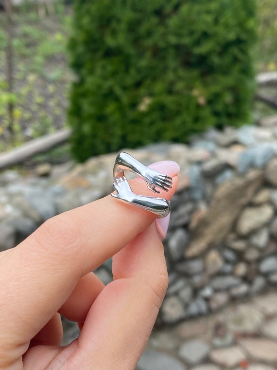 Hug Ring Silver Hugging Ring Lover Ring Love Hug Ring Adjustable