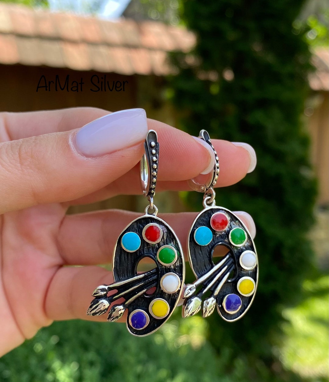 Art Palette Jewelry Art Palette Earrings Silver Art Palette Ring Paint