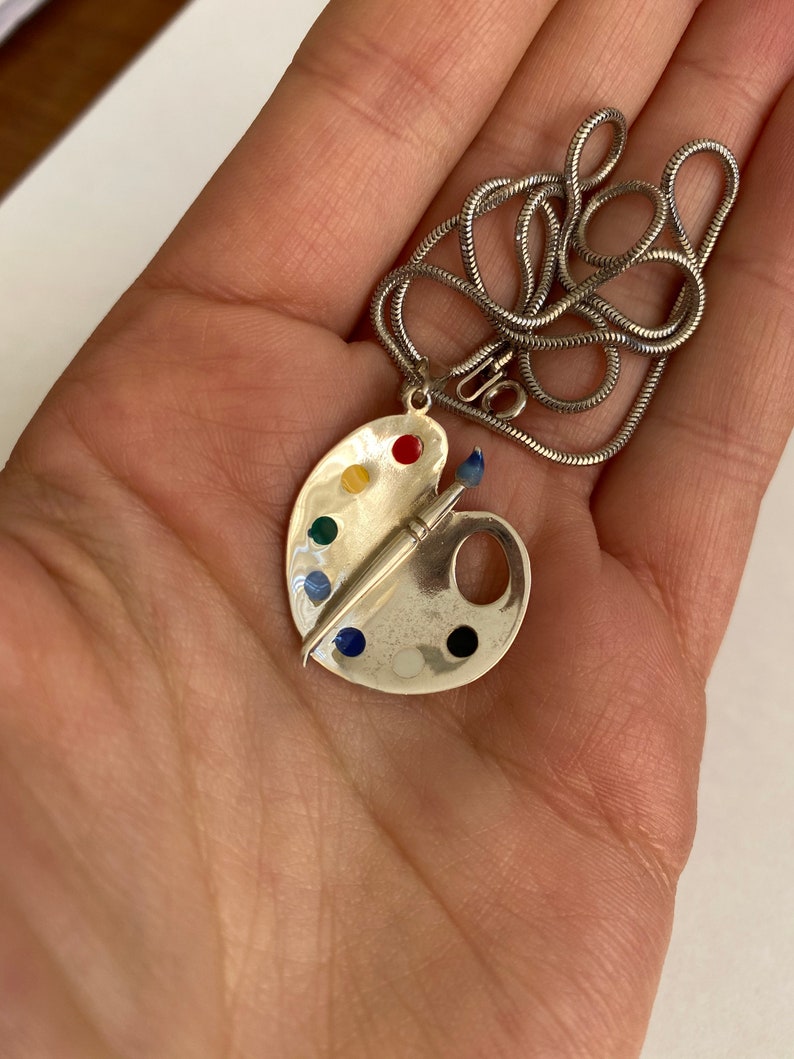 Art Palette Pendant Silver Art Palette Gift for Artist Palette Etsy
