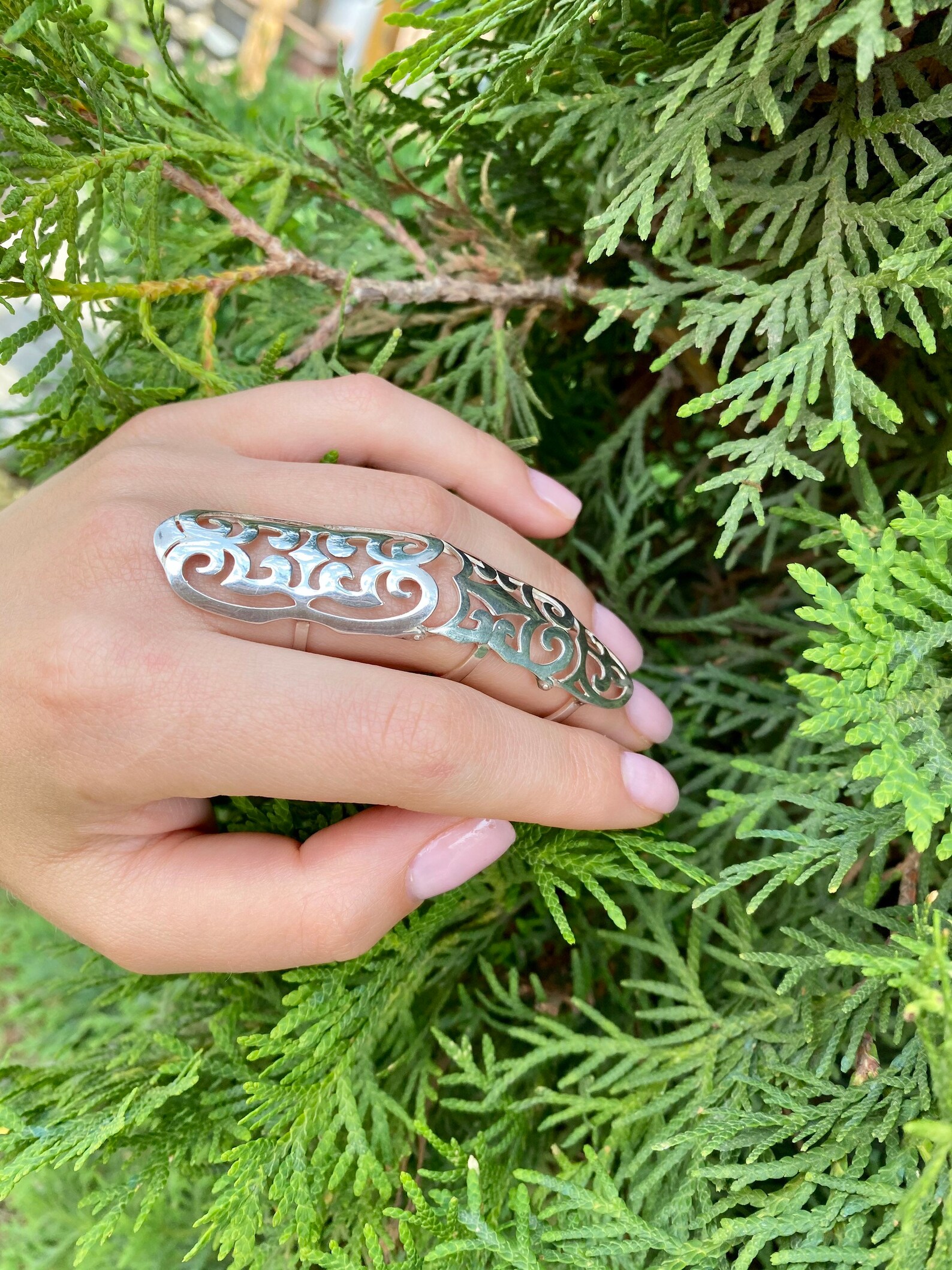 Full Finger Ring Finger Long Ring Long Finger Ring Sterling Etsy