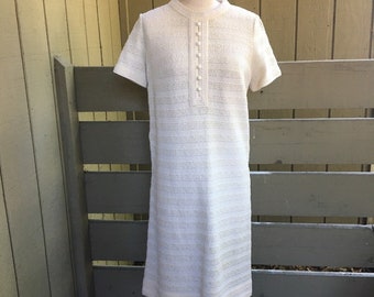Vintage Sheath Button Up Short Sleeve Midi Dress