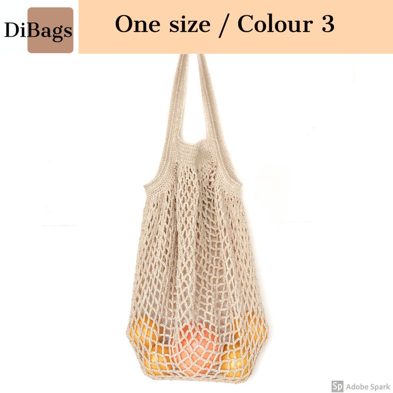 FRENCH Market Bag, Farmers market bag, Mesh market tote, Shoulder bag, natural net bag, shopping bag, knit bag image 5