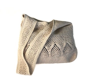 Handmade Crochet Cotton Hobo Bag: Women&#39;s Beach Tote