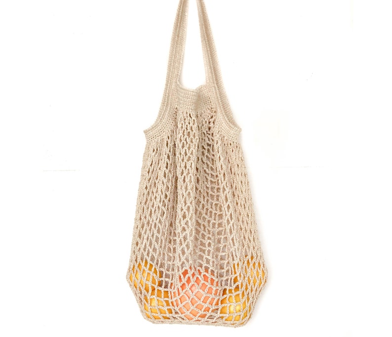 FRENCH Market Bag, Farmers market bag, Mesh market tote, Shoulder bag, natural net bag, shopping bag, knit bag image 1