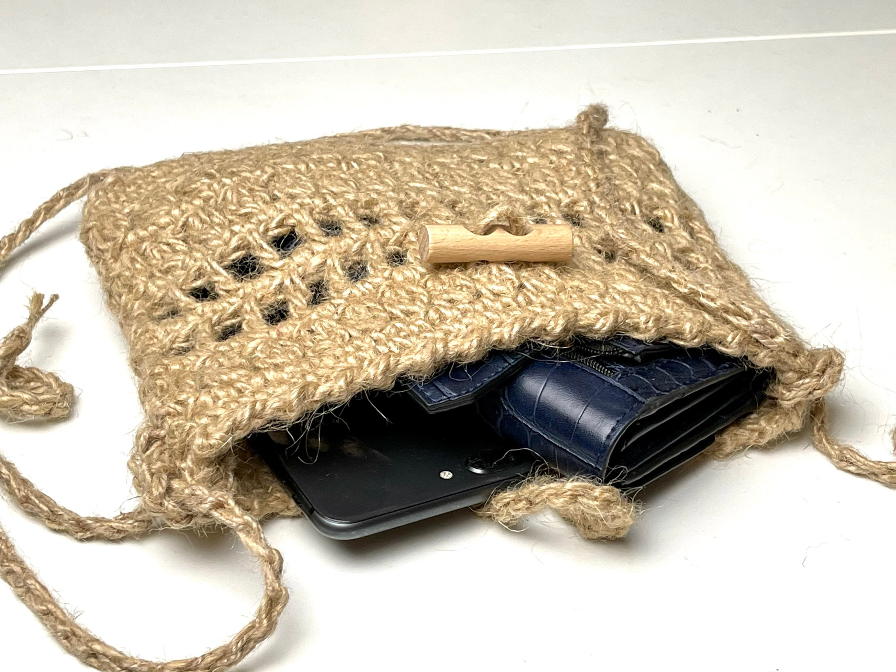 Crochet Crossbody Purse, Organic Jute Bag, Crochet Bag, Small Handmade  Shoulder Purse, Phone Bag - Etsy Australia