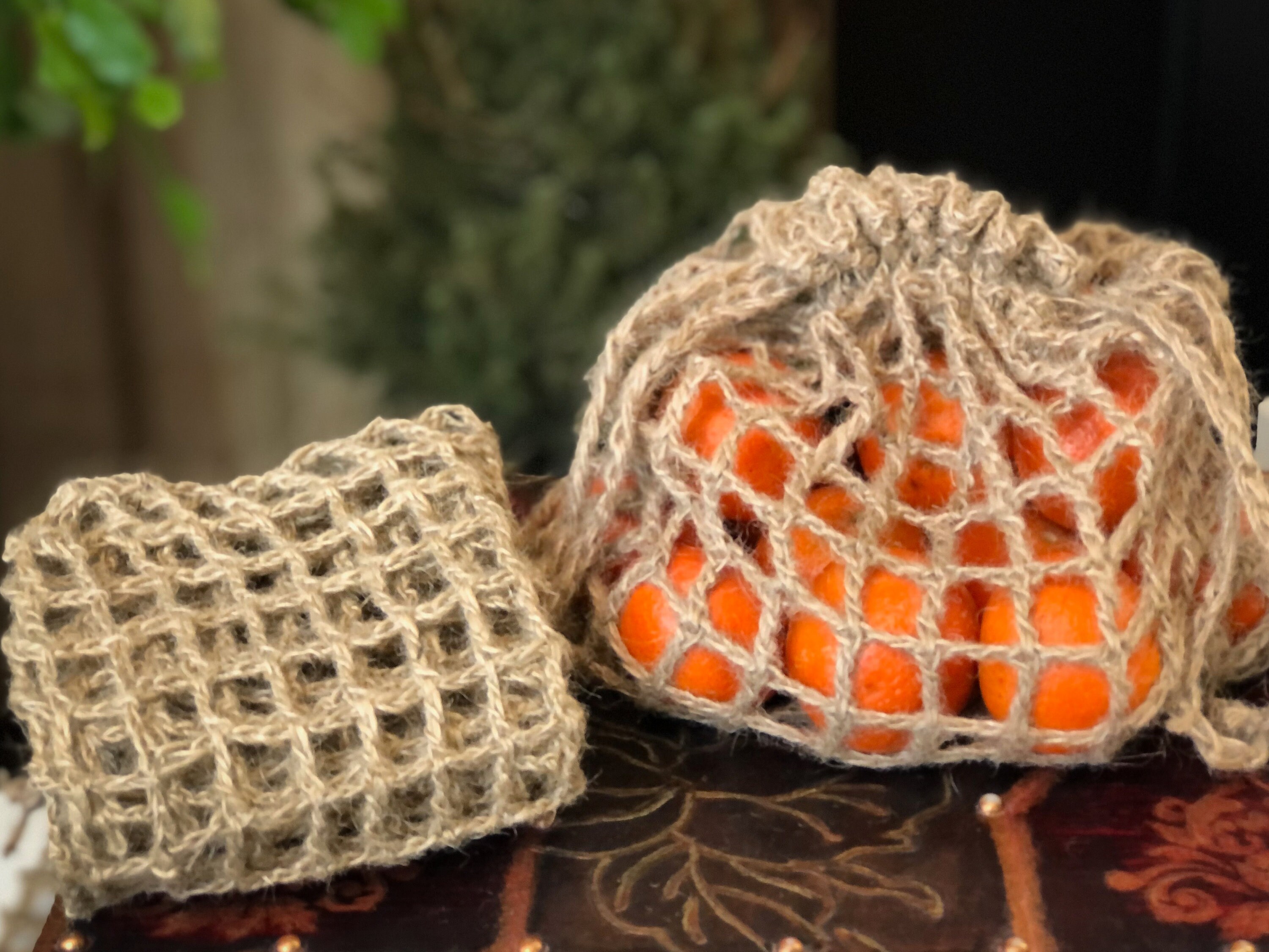Produce Bags Set of 2, Jute Crochet Eco Bags, Reusable Bags