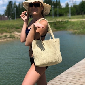 Crochet bag, Straw bag, Summer tote bag, Beach basket, Moroccan bag