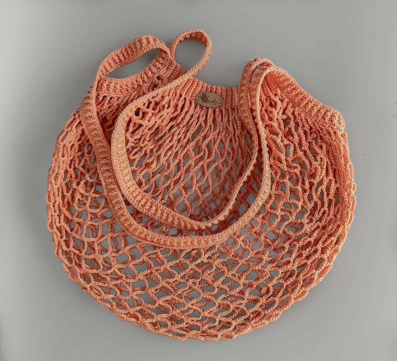 Burnt Orange Shopping bag Mesh Fishnet vegetable bag French Market bag Mercerised cotton natural bags Beach grocery tote