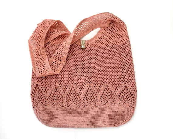 Summer bag for women Crochet tote purse bag Gift dusty rose Crochet natural bag
