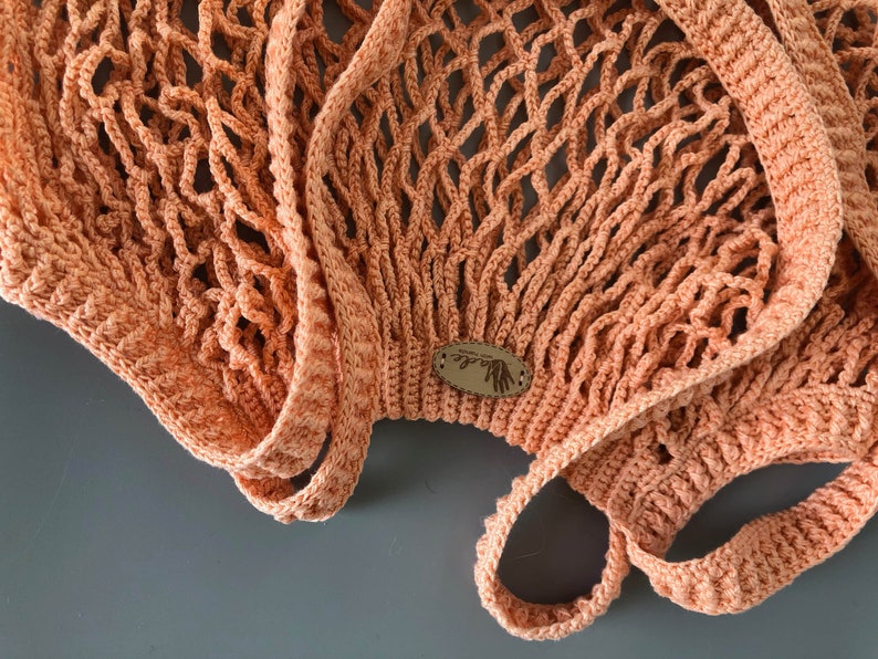 Burnt Orange Shopping bag Mesh Fishnet vegetable bag French Market bag Mercerised cotton natural bags Beach grocery tote