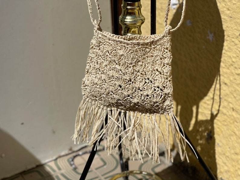 Crochet bag, Crochet Straw bag, Straw Raffia bag, crossbody bag, shoulder bag, moroccan bag wicker bag boho bag image 4