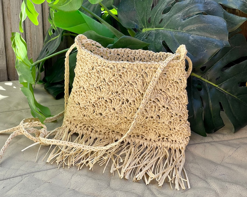 Crochet bag, Crochet Straw bag, Straw Raffia bag, crossbody bag, shoulder bag, moroccan bag wicker bag boho bag image 1