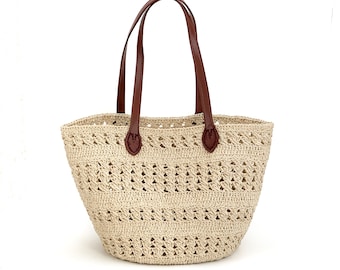 Crochet Straw bag, Raffia bag, Beach bag, shopping basket for Women