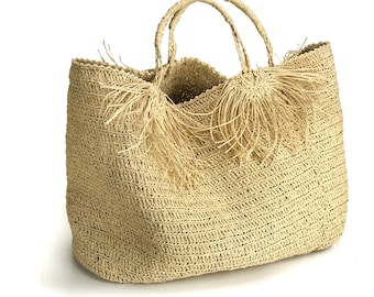 Crochet Straw bag, Straw Raffia bag, Beach bag, big tote, french market basket, moroccan bag wicker bag boho bag, shopper