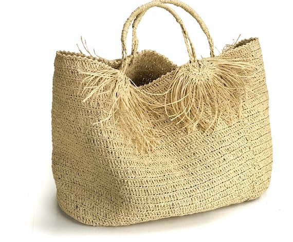 crochet straw bag