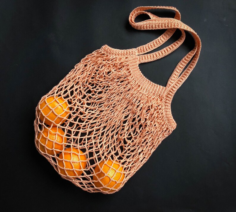 Burnt Orange Shopping bag Mesh Fishnet vegetable bag French Market bag Mercerised cotton natural bags Beach grocery tote