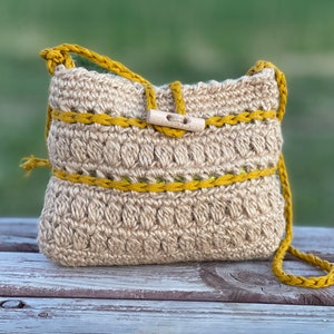 Crochet crossbody purse, jute bag, handmade shoulder purse, crochet summer bag