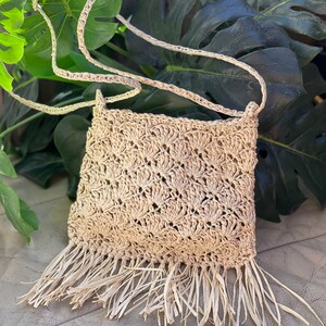 Crochet bag, Crochet Straw bag, Straw Raffia bag, crossbody bag, shoulder bag, moroccan bag wicker bag boho bag image 3