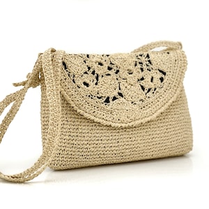 Raffia bag, Crochet bag, Crossbody bag woman, summer bag, Straw bag
