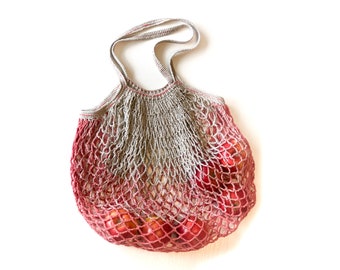 Handmade Crochet Linen bag, French Market Tote Bag