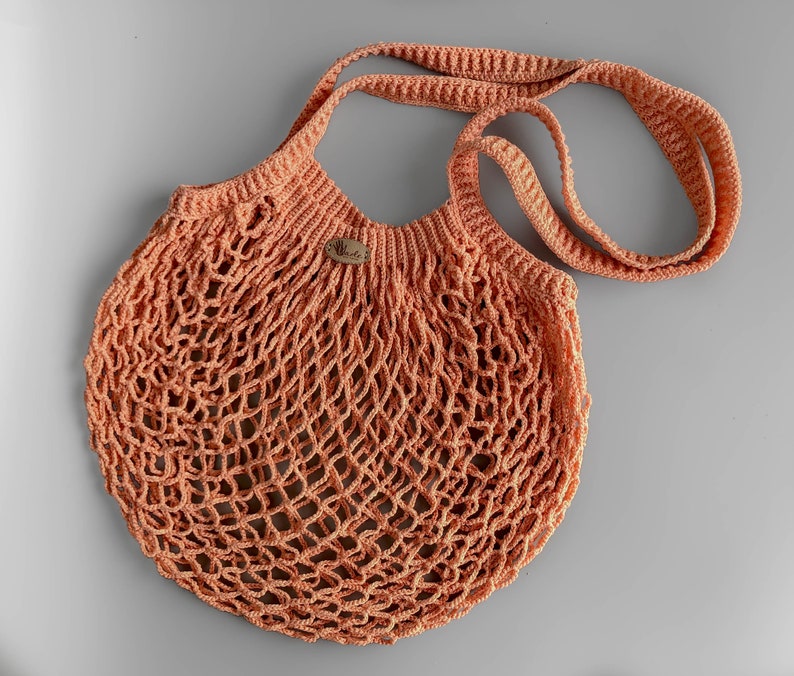 Burnt Orange Shopping bag Mesh Fishnet vegetable bag French Market bag Mercerised cotton natural bags Beach grocery tote