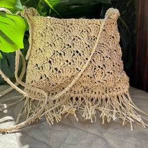 Crochet bag, Crochet Straw bag, Straw Raffia bag, crossbody bag, shoulder bag, moroccan bag wicker bag boho bag image 6