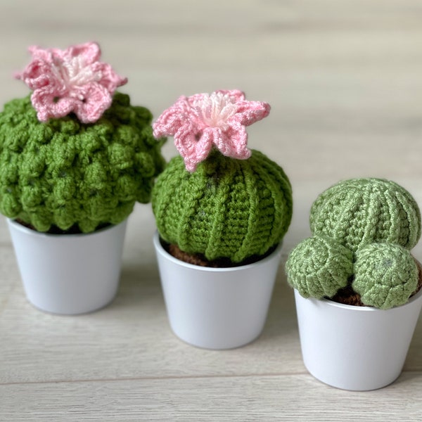 Crochet Cactus in a Pot, faux plant for handmade home decor, amigurumi plant, crochet succulents in ceramic pot