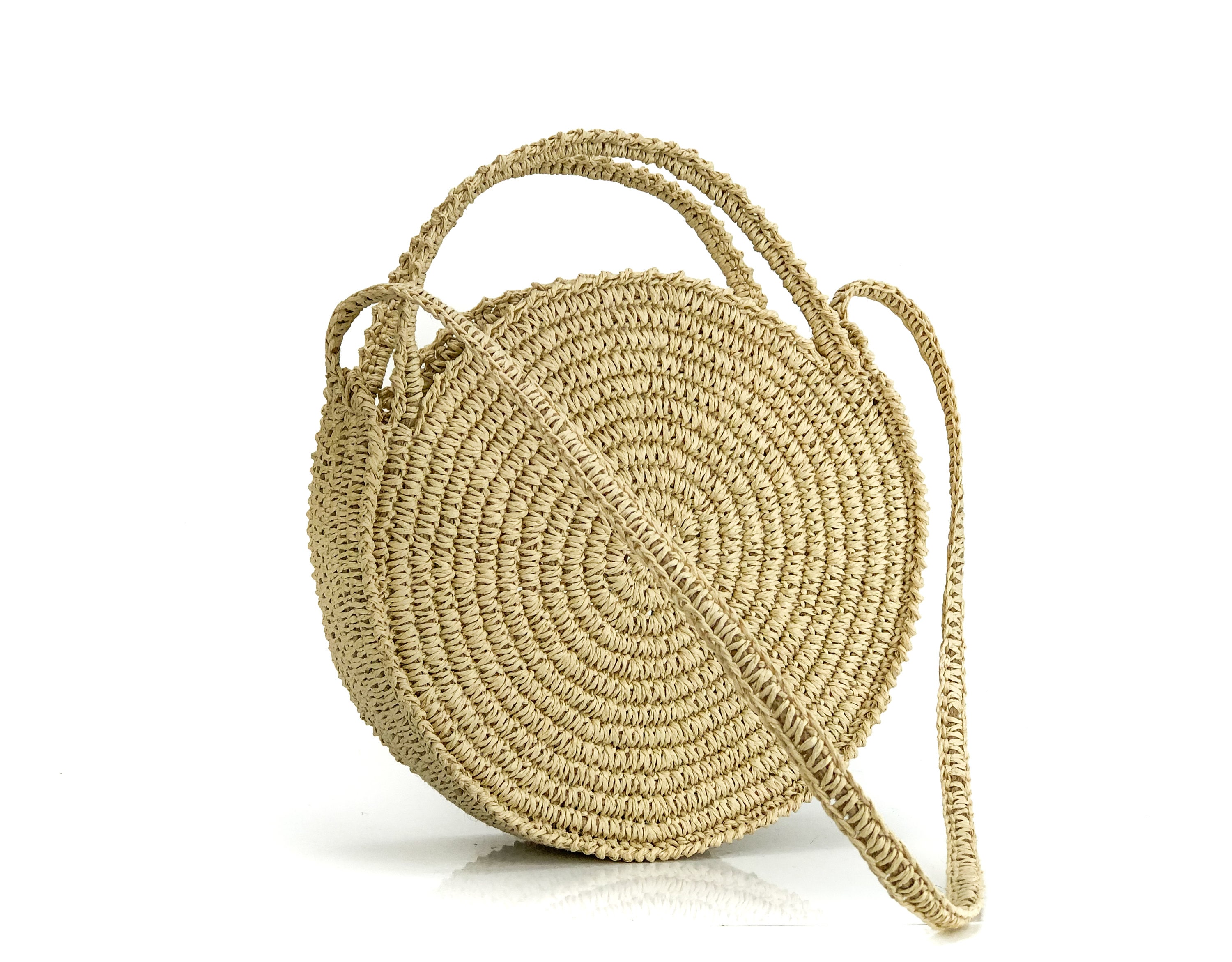 secretamente Confrontar Más temprano Straw Bag Round Straw Raffia Bag Crochet Beach Bag Crochet - Etsy