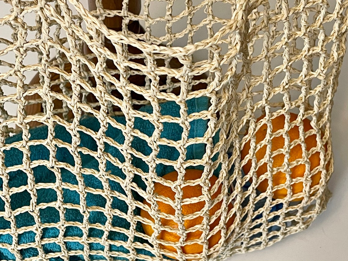 Crochet straw bag farmers market bag straw rafia shopping | Etsy